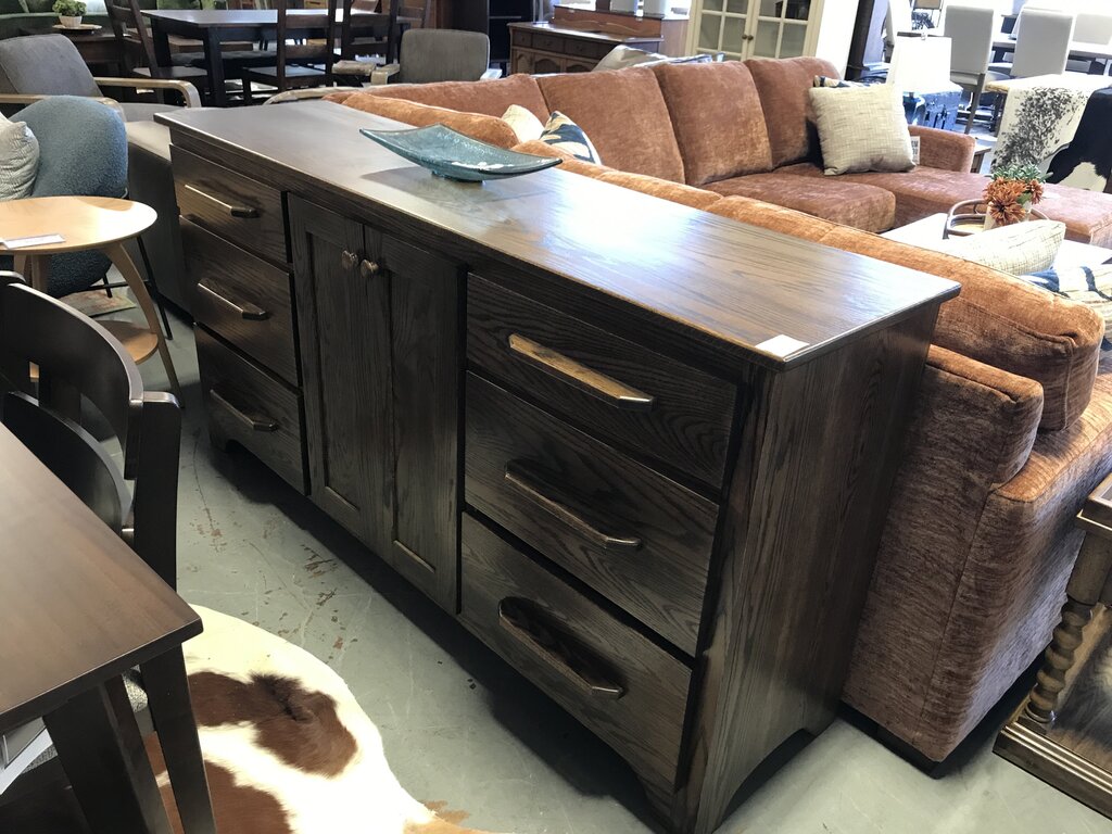 Amish 6' Oak Buffet with Dark Top