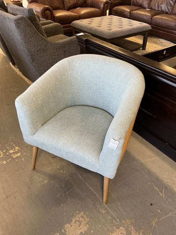 Light Blue Club Chair w/ Caning Detail