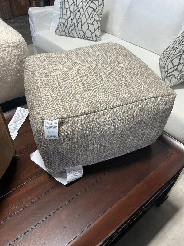 Nate Boho Square Pouf in Patterned Grey Melange Cotton