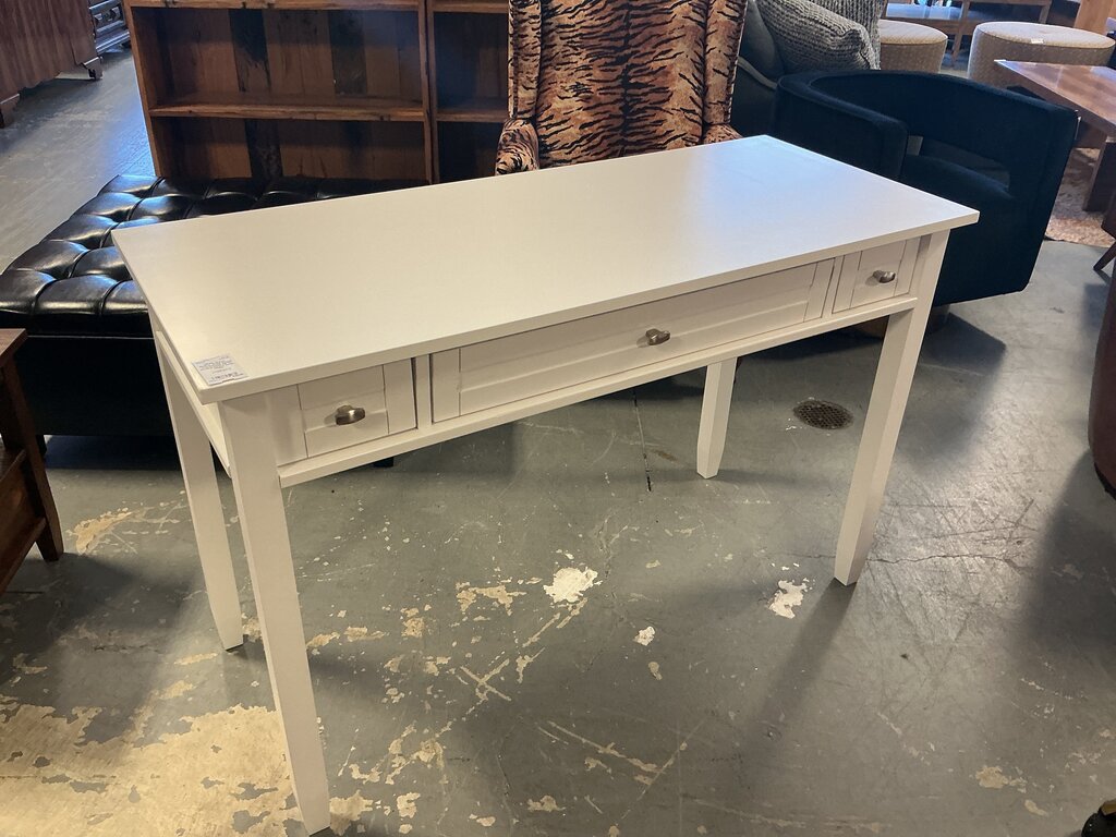 Warm Shaker Solid Wood Transitional 48"W Writing Office Desk- White (As-Is)