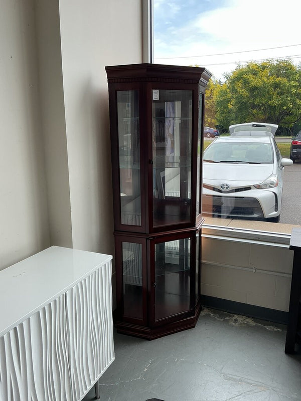Cherry Tone Curio Cabinet W/ Light