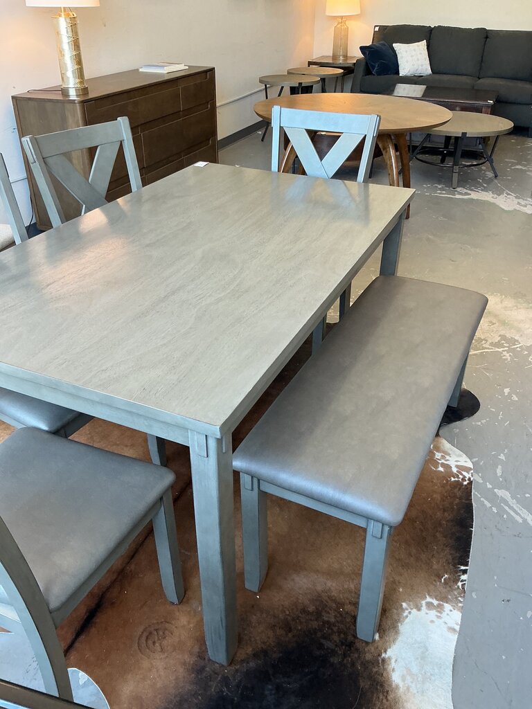 Grey Dining Set (Table+Bench+Chairs)
